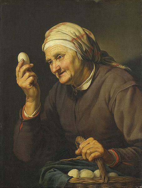 Old woman selling eggs
